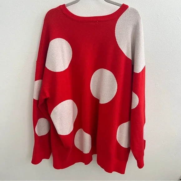 Disney Minnie Mouse Sweater Red White Polka Dots PLUS SIZE 2X Pullover Knit NWT - Picture 7 of 11